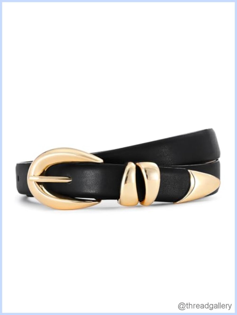 Faux Leather Belt with Gold Buckle Adjustable Waist for Jeans Dress Pants